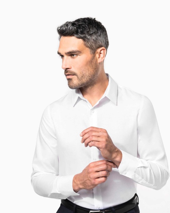 Hemd KARIBAN Getailleerd heren non-iron overhemd lange mouwen voor bedrukking &amp; borduring