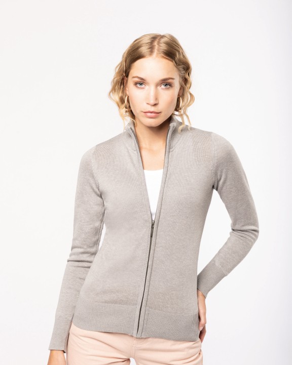 KARIBAN Damen Cardigan mit Reißverschluss Pullover personalisierbar