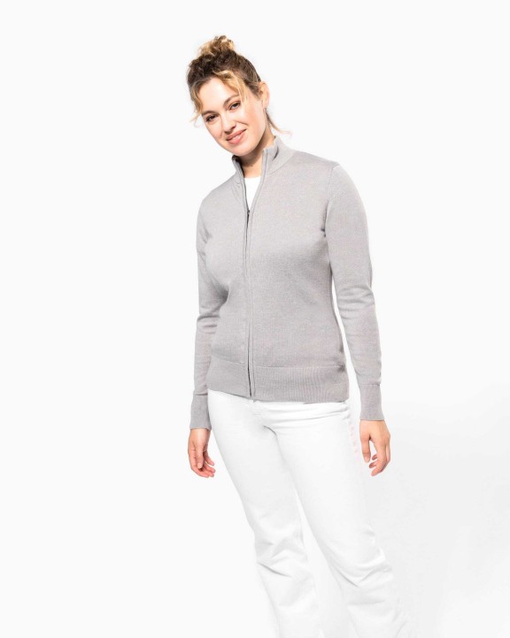 KARIBAN Damen Cardigan mit Reißverschluss Pullover personalisierbar