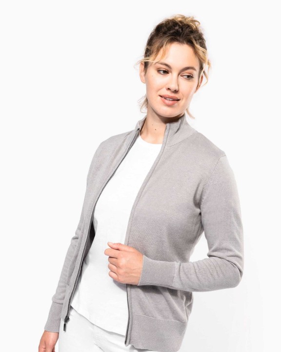 KARIBAN Damen Cardigan mit Reißverschluss Pullover personalisierbar