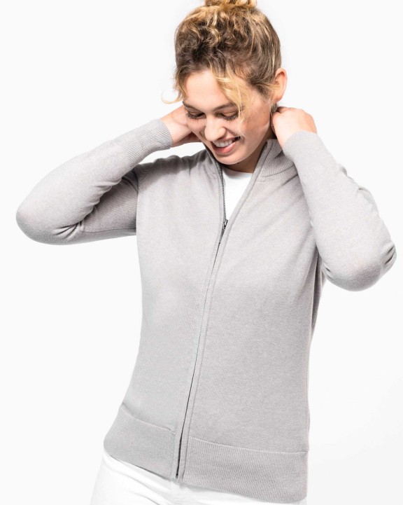 KARIBAN Damen Cardigan mit Reißverschluss Pullover personalisierbar