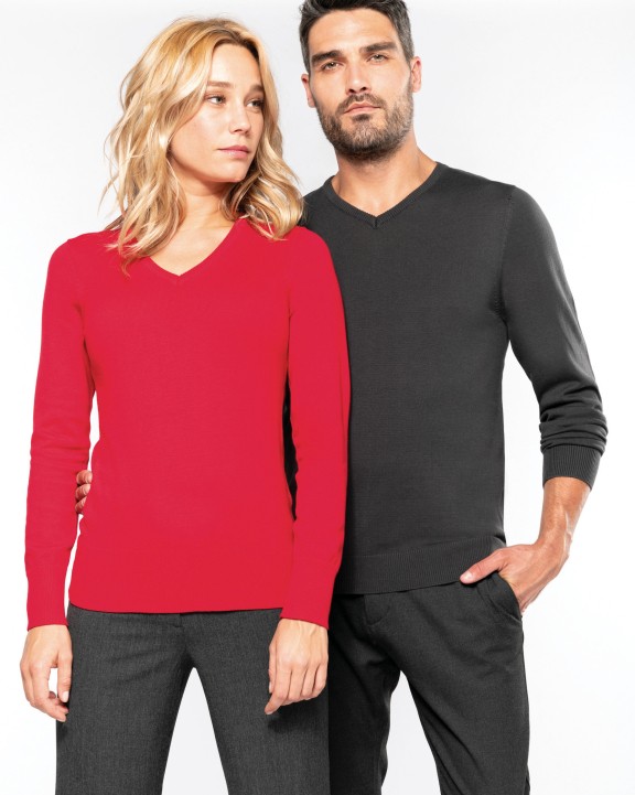 KARIBAN Damenpullover mit V-Ausschnitt Pullover personalisierbar