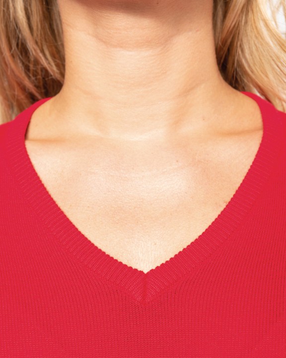 KARIBAN Damenpullover mit V-Ausschnitt Pullover personalisierbar