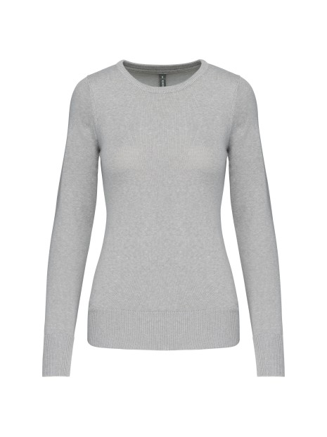 KARIBAN Pull col rond femme gris chiné personnalisable