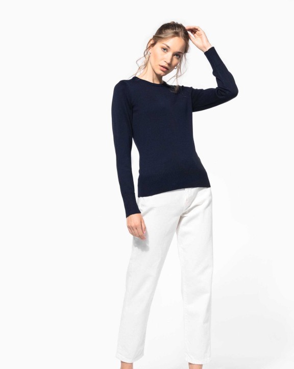 KARIBAN Damen Pullover Rundhals Pullover personalisierbar