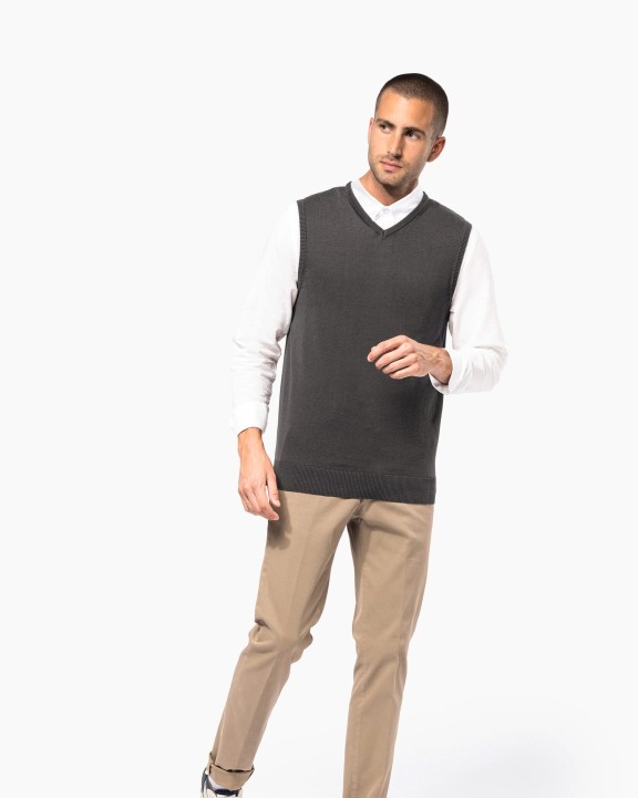 KARIBAN Herren pullunder v-ausschnitt Pullover personalisierbar