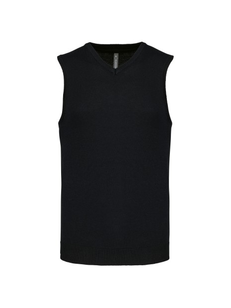 KARIBAN Pull col V sans manches noir personnalisable