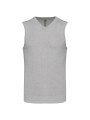 KARIBAN Pull col V sans manches gris chiné personnalisable