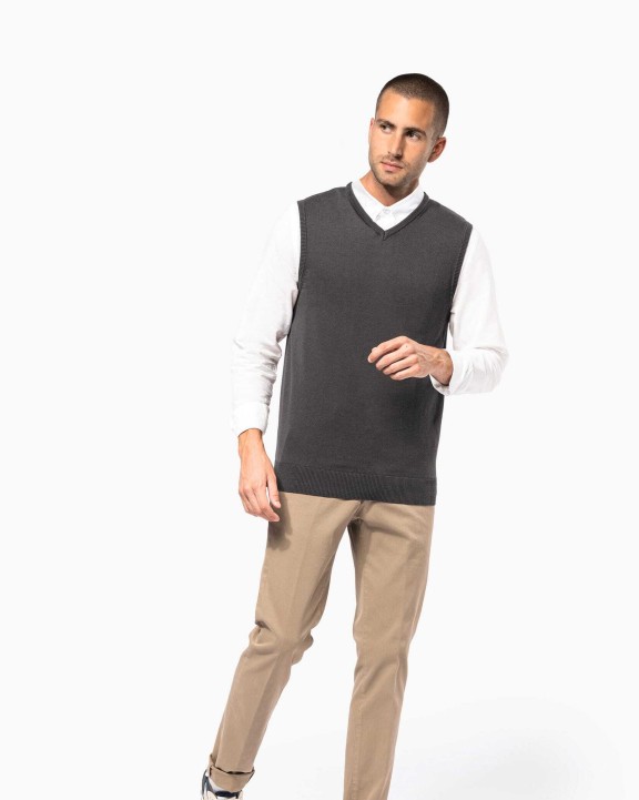 KARIBAN Herren pullunder v-ausschnitt Pullover personalisierbar