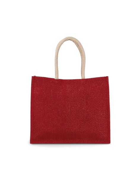 KIMOOD Sac de plage en jute cherry red / gold personnalisable