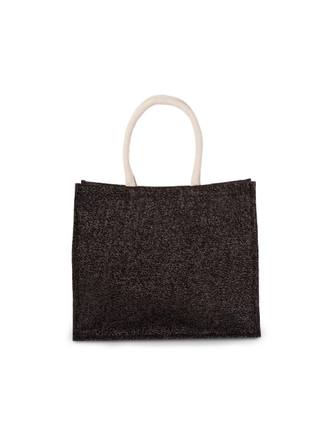 KIMOOD Sac de plage en jute black / silver personnalisable