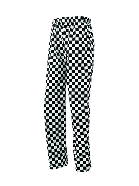 PREMIER Pantalon de cuisine noir/blanc check personnalisable