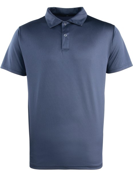 PREMIER Polo boutons pression Coolchecker bleu marine personnalisable