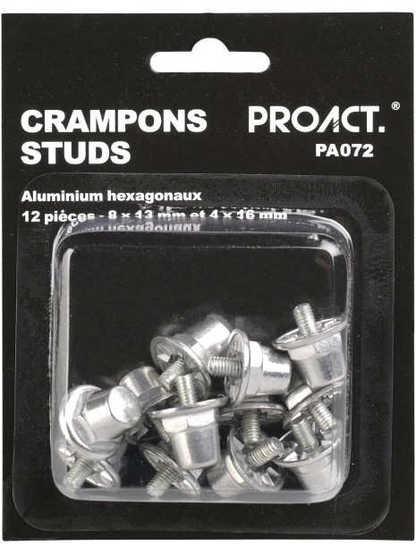 PROACT Boîte de 12 crampons alu hexagonaux argent personnalisable