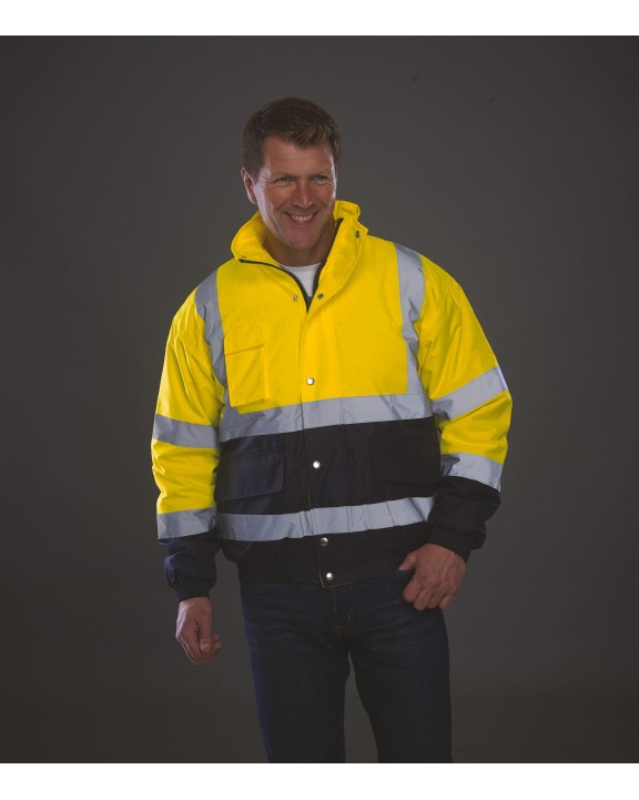 YOKO Hi-Vis Two Tone Bomber Jacket Jacke personalisierbar