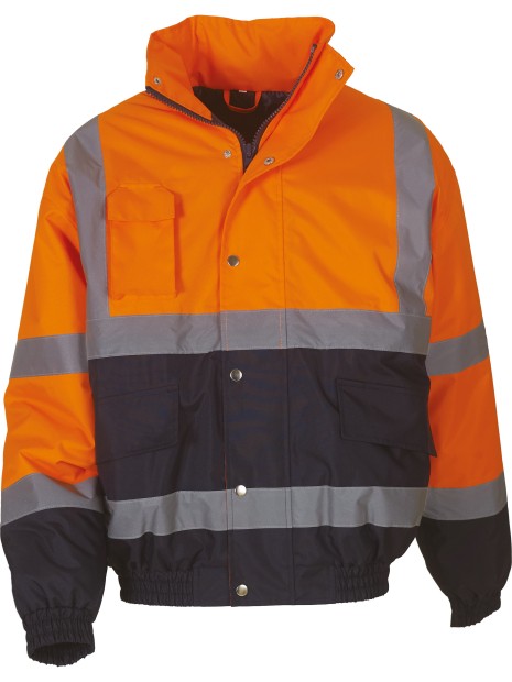 YOKO Blouson bicolore haute visibilité HI VIS ORANGE/MARINE personnalisable