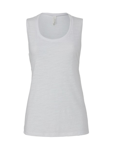 BELLA-CANVAS WOMENS FLOWY SCOOP MUSCLE TANK WHITE MARBLE personnalisable