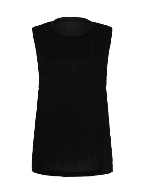 BELLA-CANVAS WOMENS FLOWY SCOOP MUSCLE TANK noir personnalisable