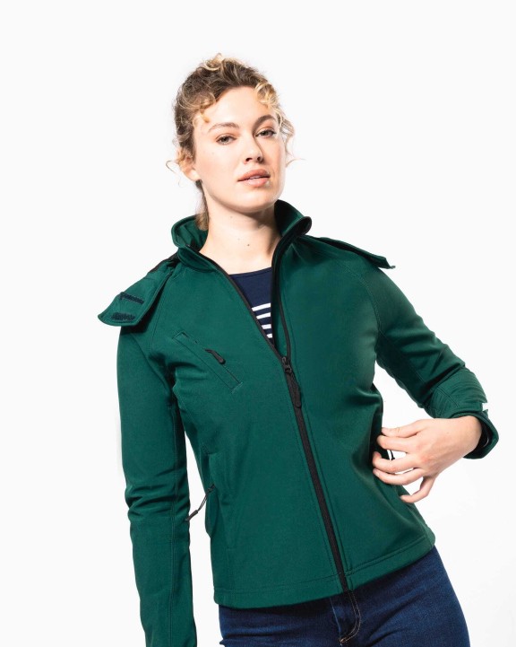 KARIBAN Damen Softshell-Jacke mit Abnehmbare Kapuze Softshell personalisierbar