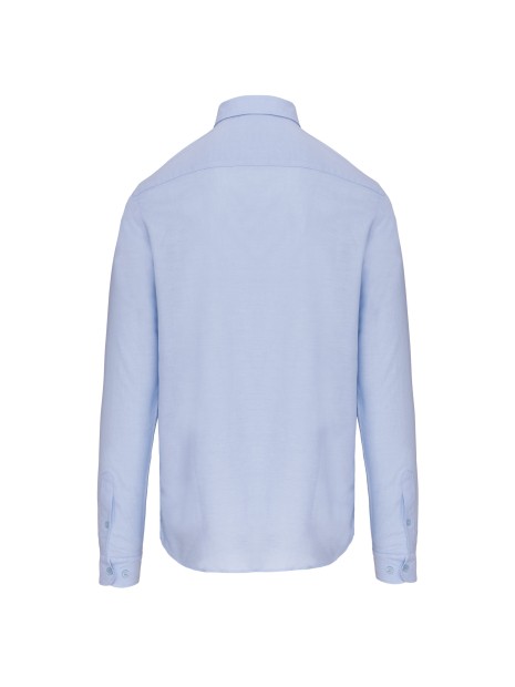 KARIBAN Chemise Oxford lavée manches longues bleu oxford personnalisable