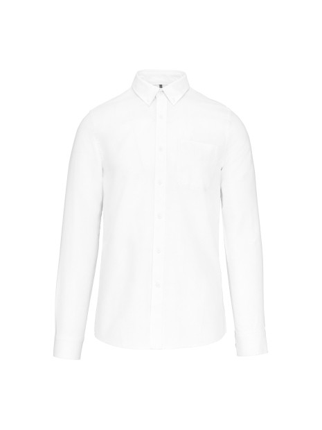 KARIBAN Chemise Oxford lavée manches longues blanc personnalisable