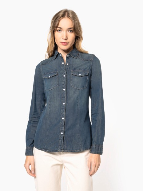 Chemises à personnaliser KARIBAN Chemise denim manches longues femme 
