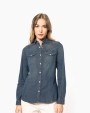 Hemd KARIBAN Dames denim blouse lange mouwen voor bedrukking &amp; borduring