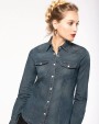 Hemd KARIBAN Dames denim blouse lange mouwen voor bedrukking &amp; borduring