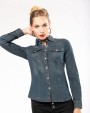 Hemd KARIBAN Dames denim blouse lange mouwen voor bedrukking &amp; borduring