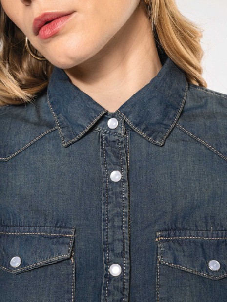 Chemises à personnaliser KARIBAN Chemise denim manches longues femme 