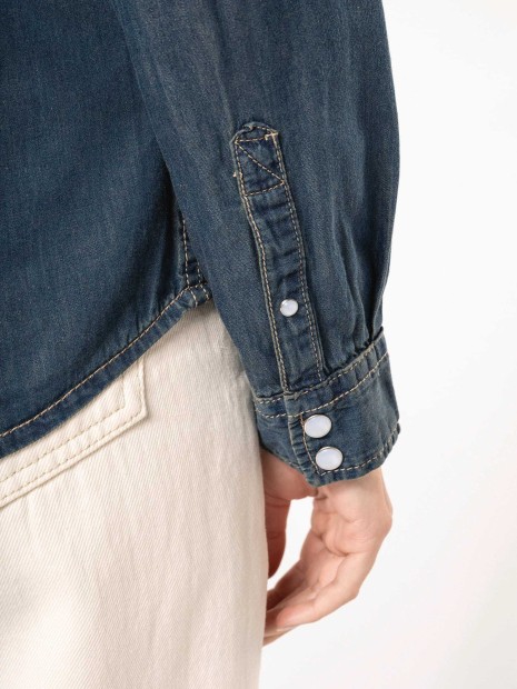 Chemises à personnaliser KARIBAN Chemise denim manches longues femme 