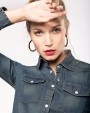 Hemd KARIBAN Dames denim blouse lange mouwen voor bedrukking &amp; borduring