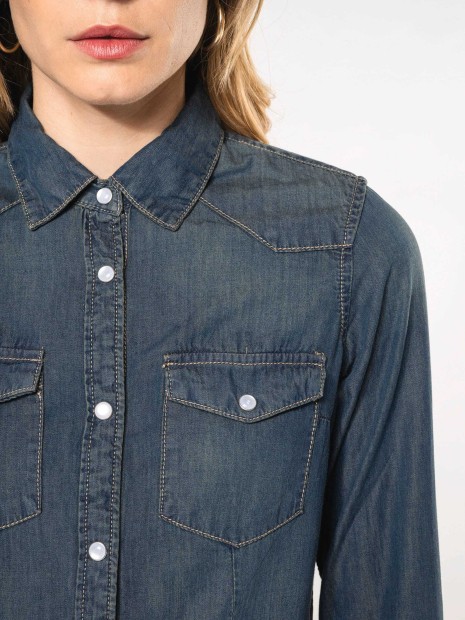 Chemises à personnaliser KARIBAN Chemise denim manches longues femme 