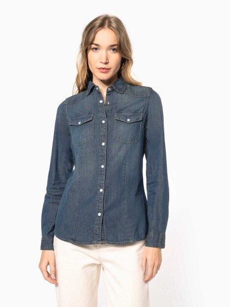 Chemises à personnaliser KARIBAN Chemise denim manches longues femme 