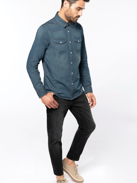 Chemises à personnaliser KARIBAN Chemise denim manches longues 
