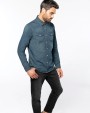 KARIBAN Herren denim-hemd langarm Hemd personalisierbar
