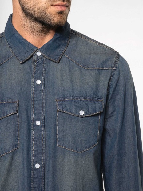 Chemises à personnaliser KARIBAN Chemise denim manches longues 