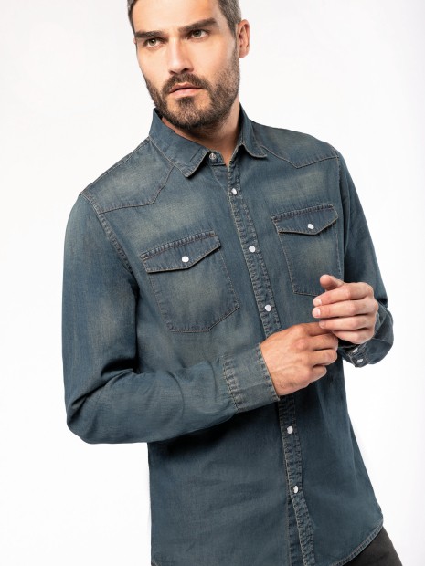 Chemises à personnaliser KARIBAN Chemise denim manches longues 