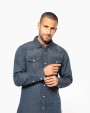 KARIBAN Herren denim-hemd langarm Hemd personalisierbar