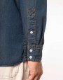 KARIBAN Herren denim-hemd langarm Hemd personalisierbar
