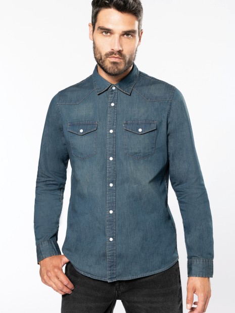 Chemises à personnaliser KARIBAN Chemise denim manches longues 