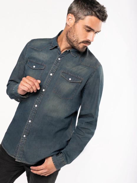 Chemises à personnaliser KARIBAN Chemise denim manches longues 