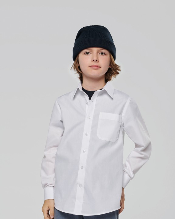 KARIBAN Kinder Popelin-Hemd Langarm Hemd personalisierbar