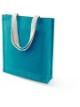 KIMOOD Sac shopping toile de jute turquoise personnalisable