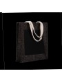 KIMOOD Sac shopping toile de jute black / silver personnalisable
