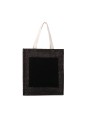 KIMOOD Sac shopping toile de jute black / silver personnalisable