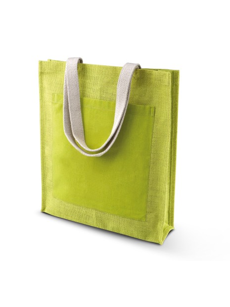 KIMOOD Sac shopping toile de jute vert lime personnalisable