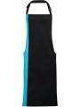 PREMIER Tablier à bavette bicolore noir/turquoise personnalisable