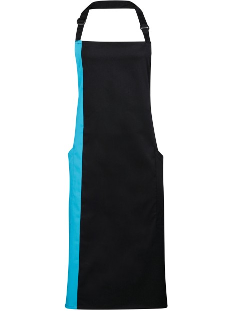 PREMIER Tablier à bavette bicolore noir/turquoise personnalisable