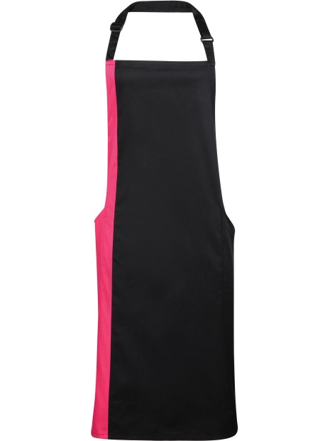 PREMIER Tablier à bavette bicolore noir/rose chaud personnalisable